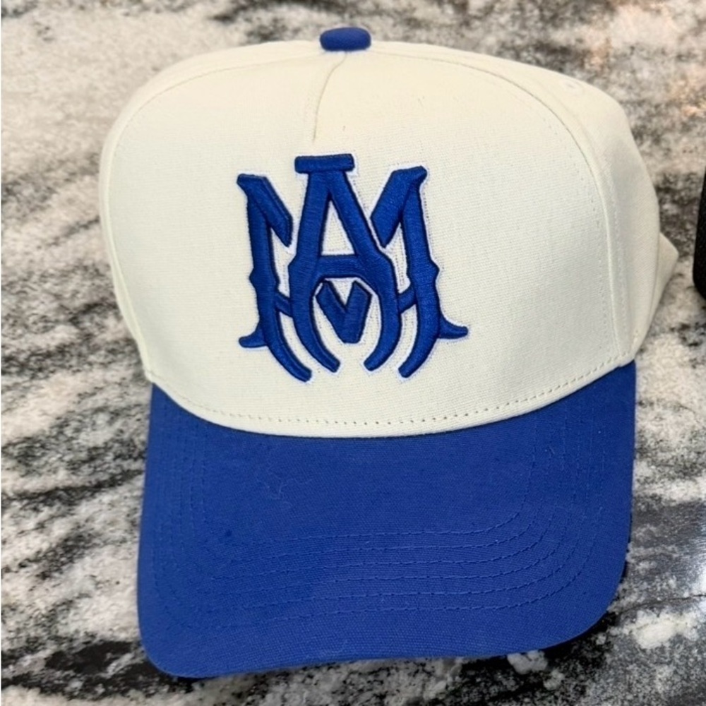 White and Blue Cap with Logo